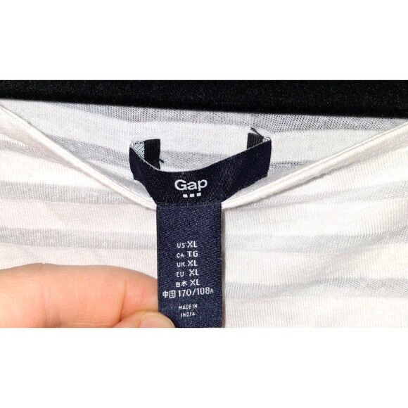 Gap Women's White Striped Long Sleeve Shirt Partially Sheer | Size XL - Picture 4 of 9